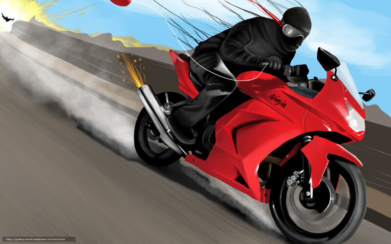 Ninja on a red motorcycle