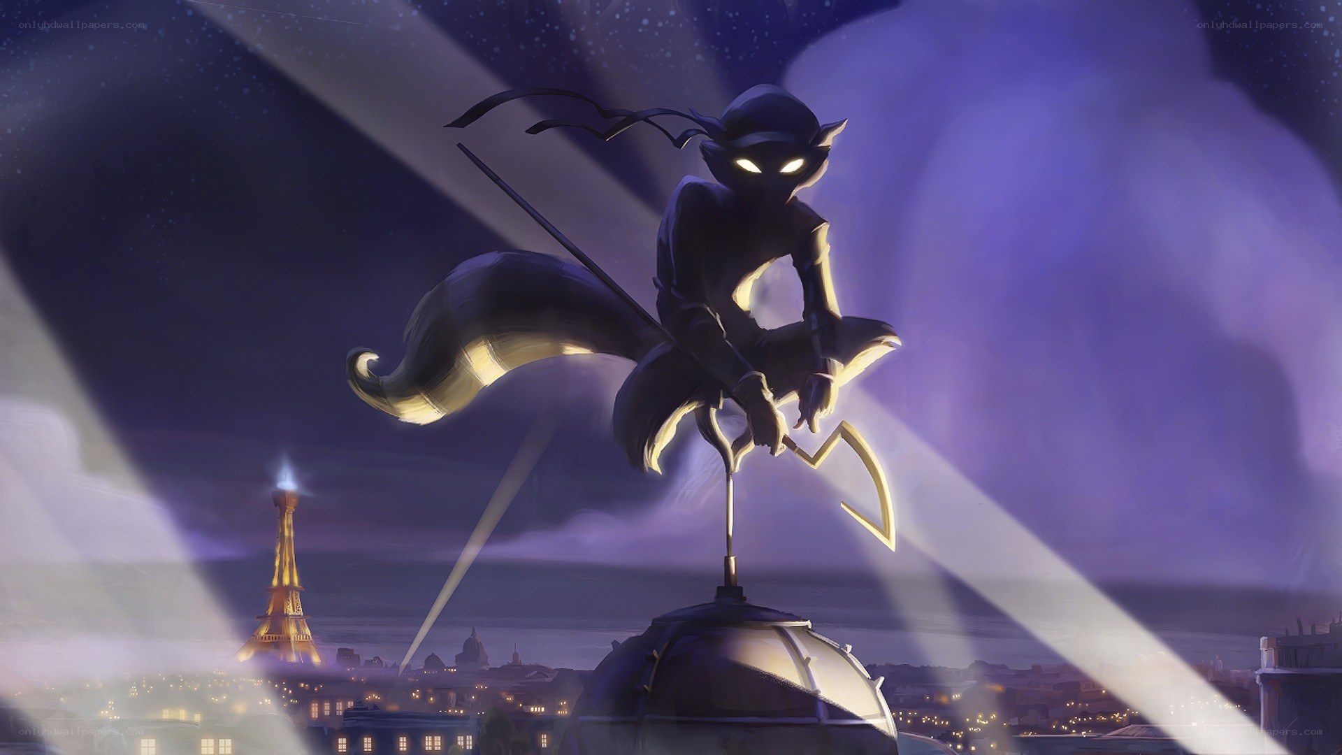 Ninja on a rooftop at night