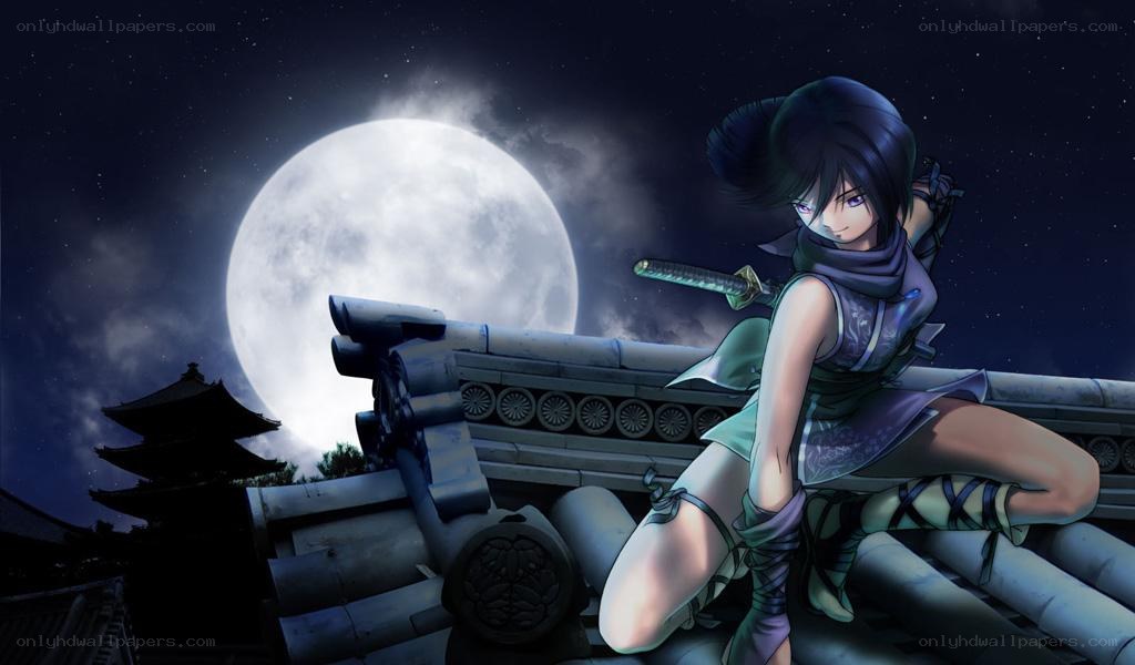 Ninja on a rooftop at night