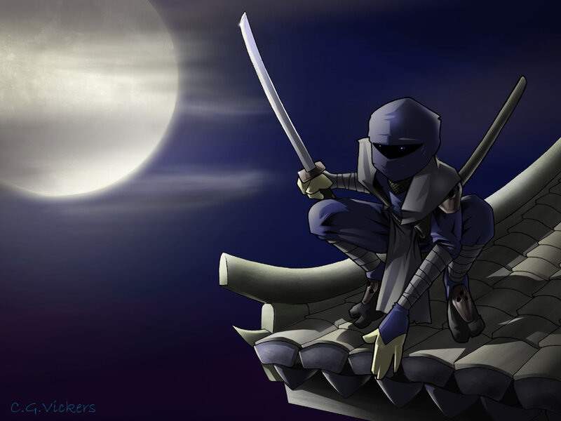 Ninja on a Rooftop — Blue