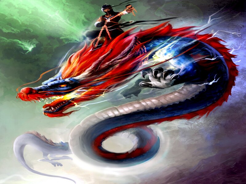 Ninja Riding a Dragon