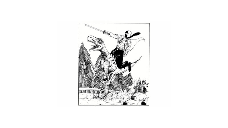ninja riding dinosaur
