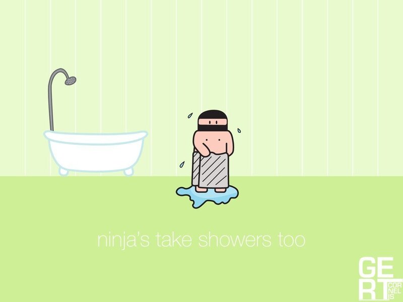 ninja takes a shower