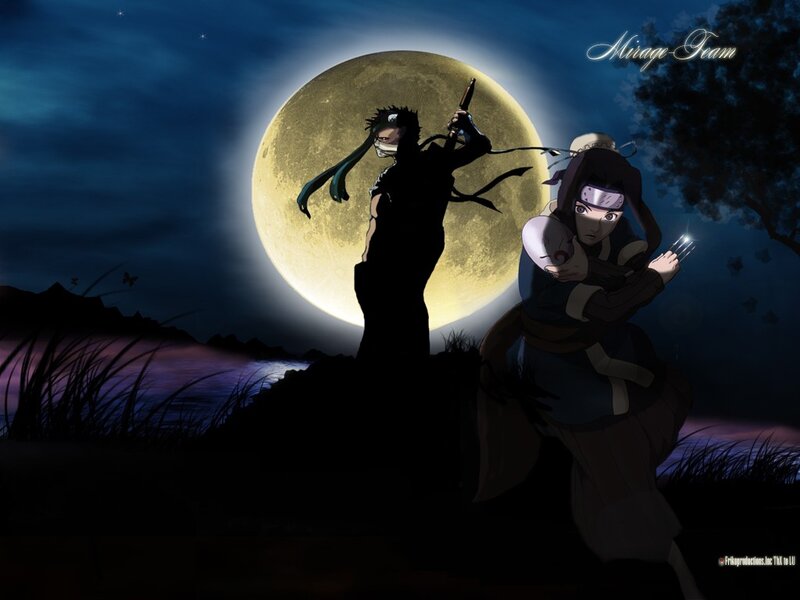 Ninja team under moonlight