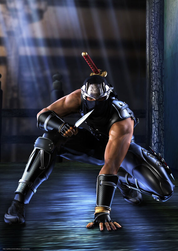 Ninja Warrior Crouching — Black, Dramatic, 3d Render
