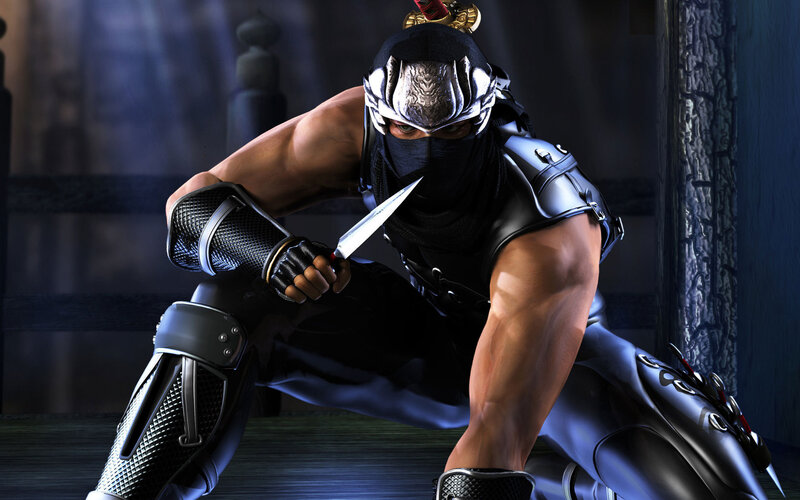 Ninja Warrior Crouching — Black, Dramatic