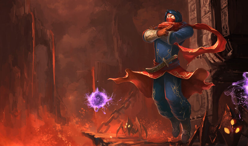 Ninja warrior in a fiery cave