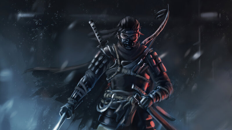 Ninja Warrior in Armor — Black, Dramatic