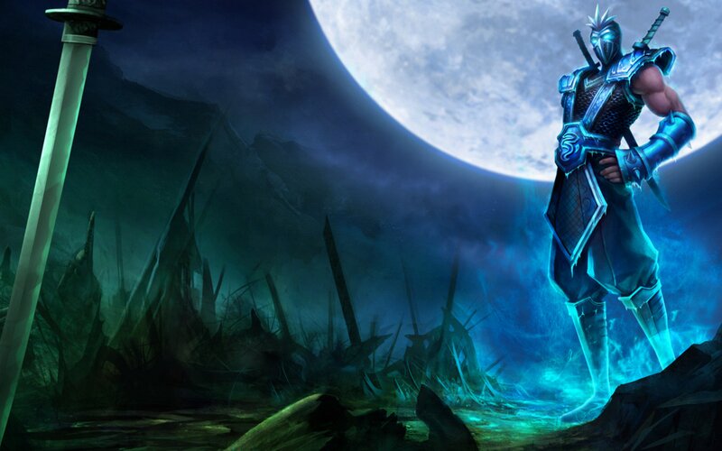 Ninja Warrior in Armor — Blue, Dramatic, Night