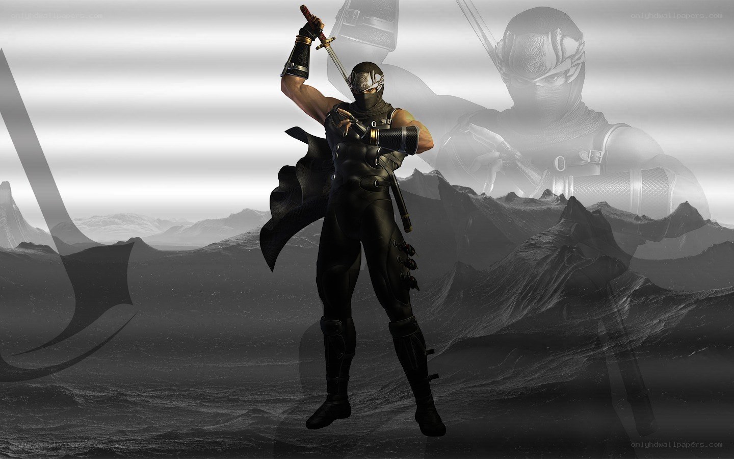 Ninja warrior in desert landscape