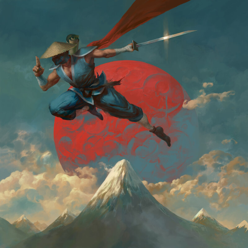 Ninja Warrior in Mid-air