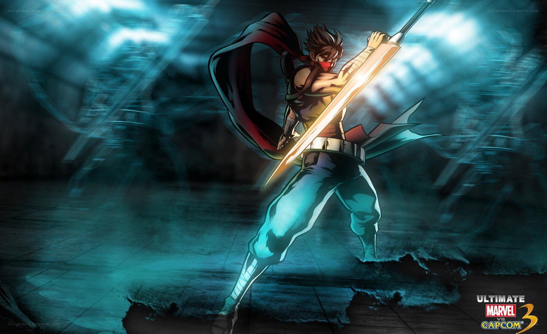 Ninja warrior with glowing sword