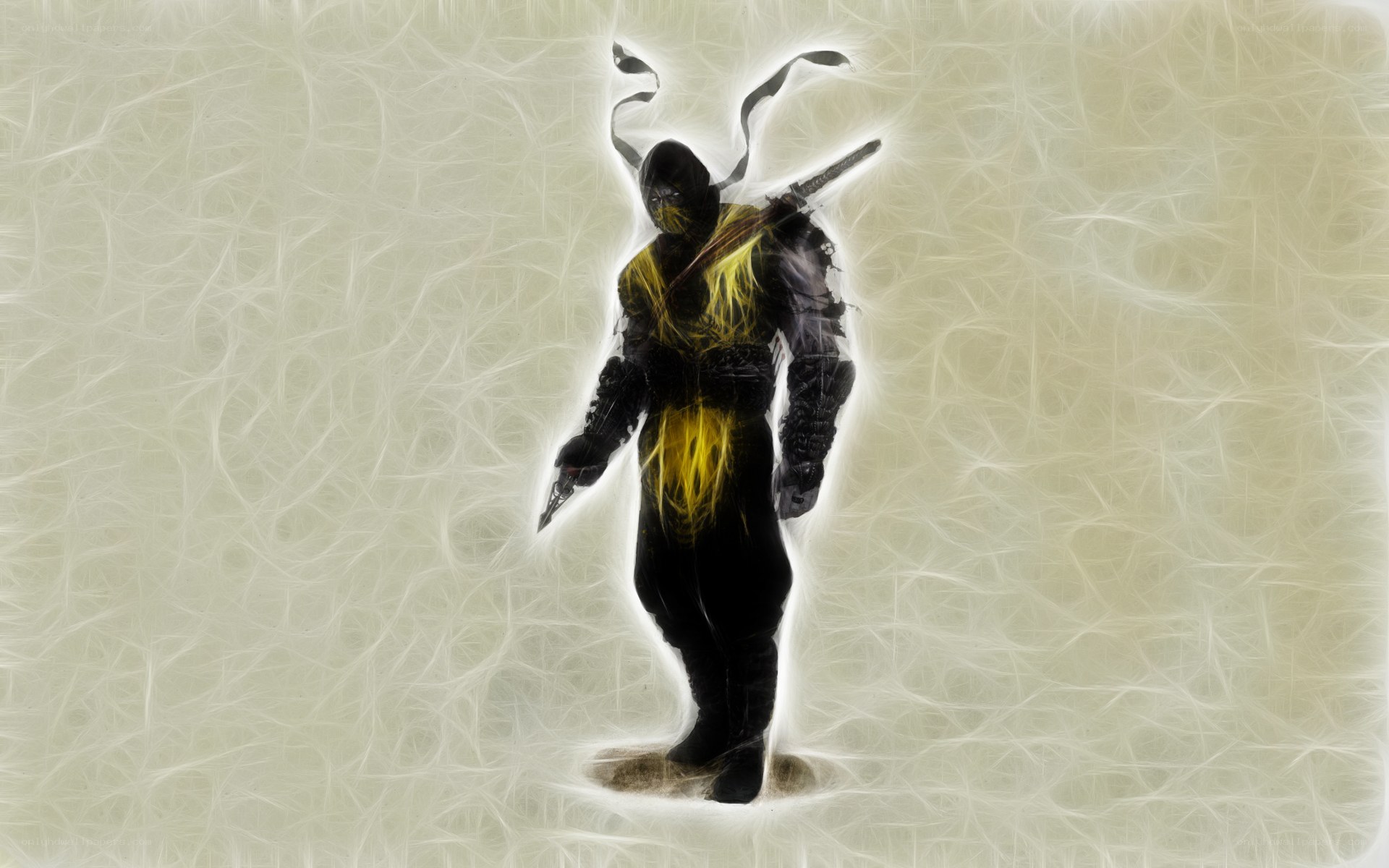 Ninja warrior with glowing yellow energy