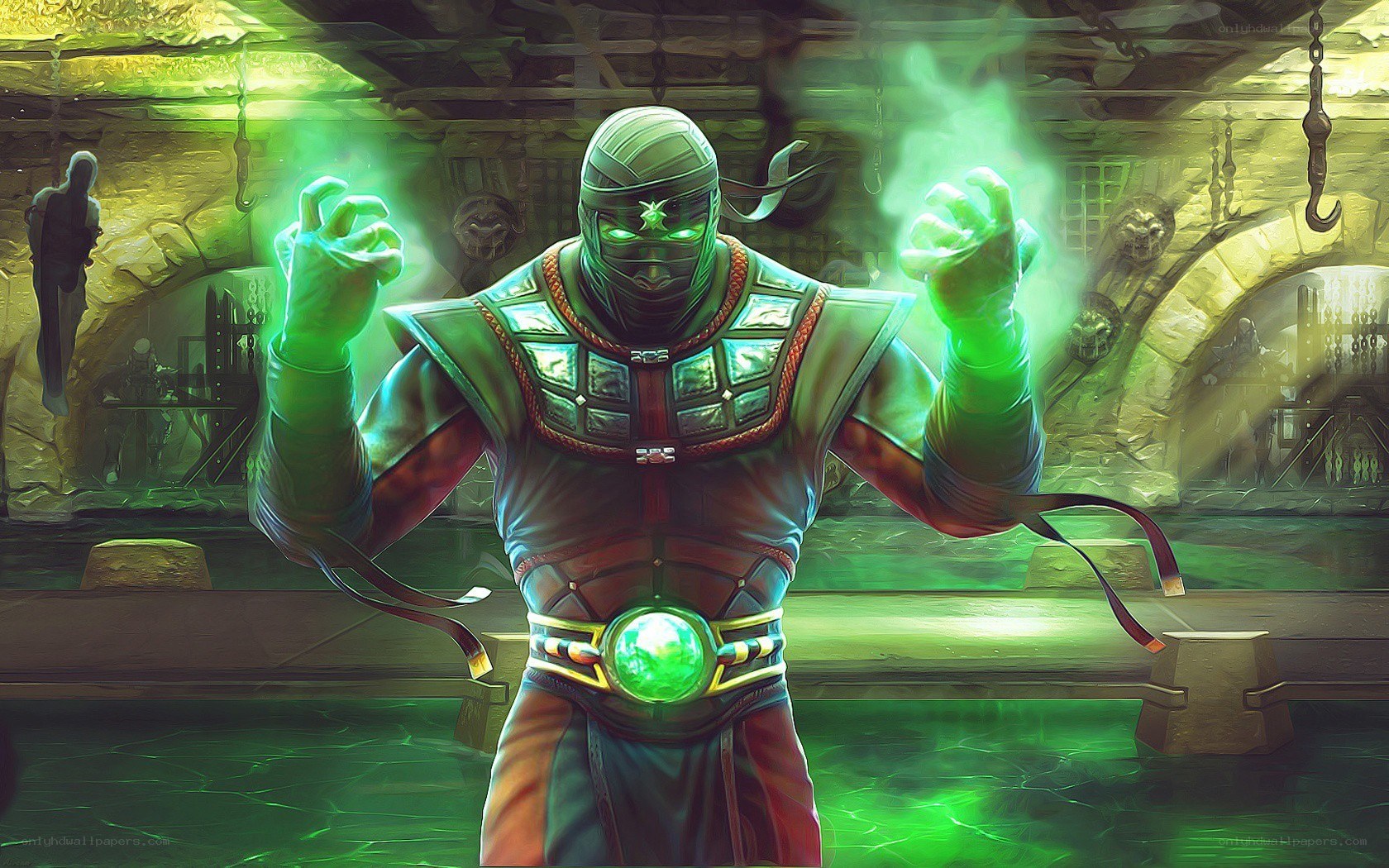Ninja warrior with green energy