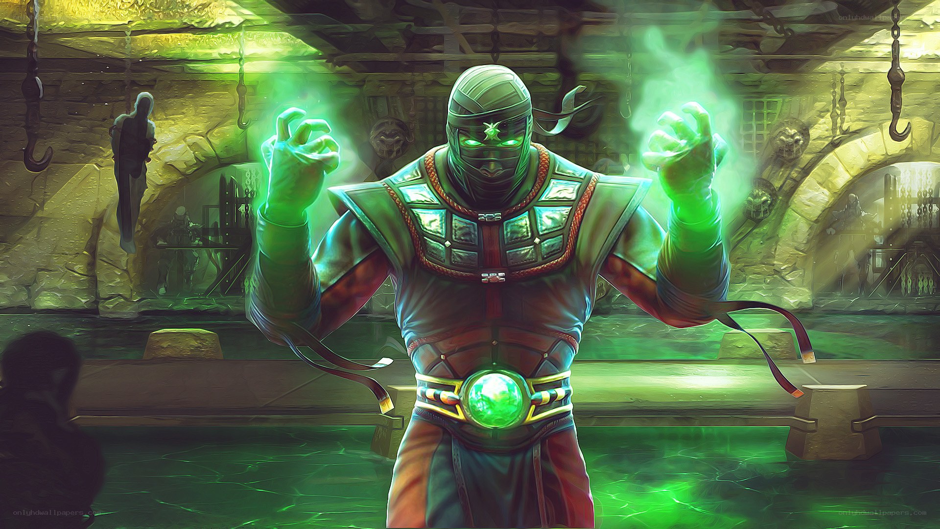 Ninja warrior with green energy