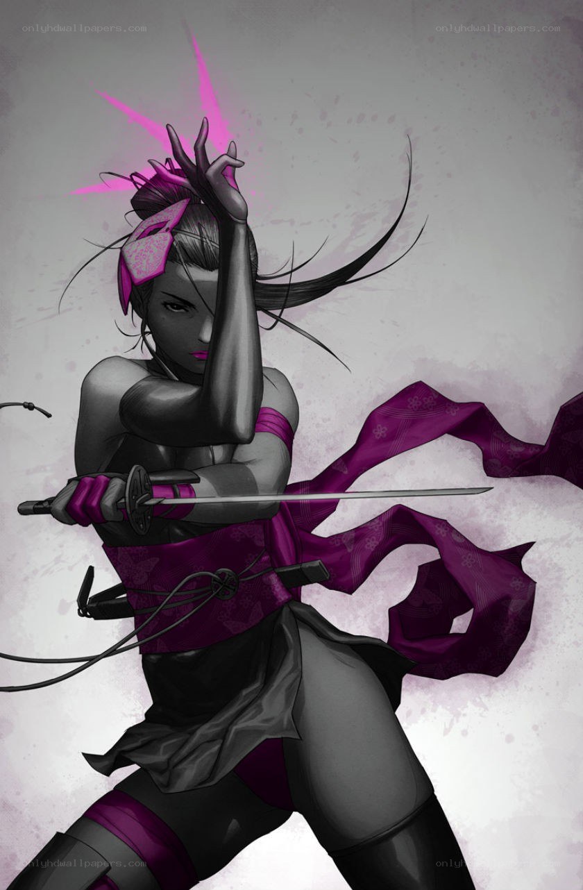 Ninja warrior with purple accents