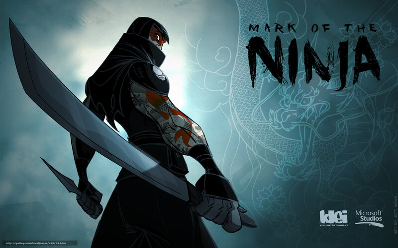 Ninja Warrior with Sword — Black, Dramatic, Digital Art, Dragon