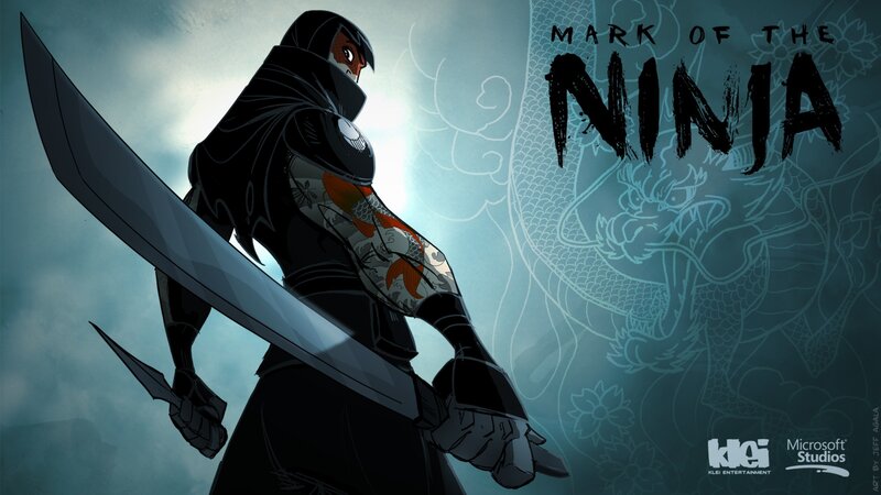 Ninja Warrior with Sword — Black, Dramatic, Digital Art, Tattoo