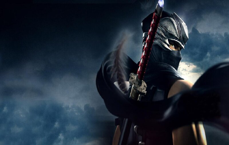 Ninja Warrior with Sword — Black, Dramatic