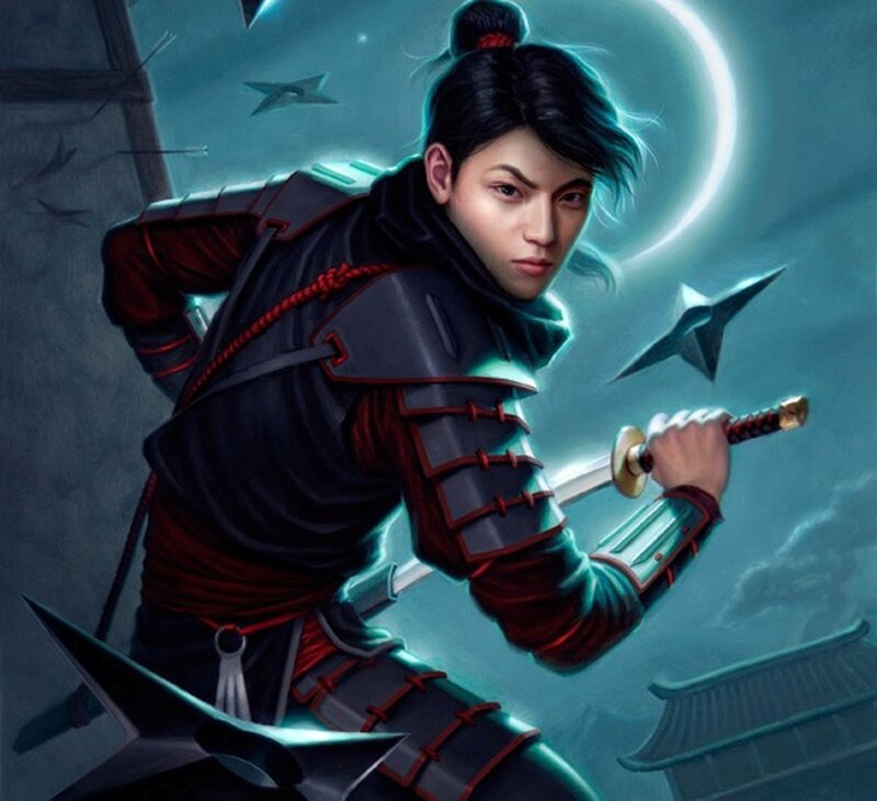 Ninja Warrior with Sword — Blue, Dramatic, Night