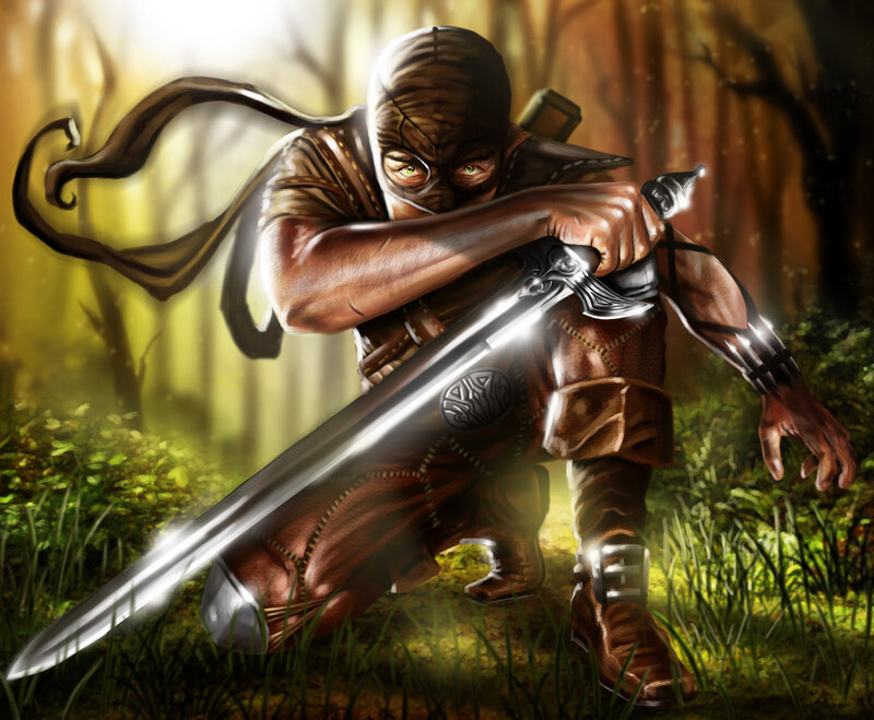 Ninja Warrior with Sword — Brown