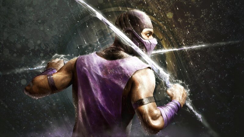 Ninja Warrior with Sword — Purple, Dramatic, Night, Digital Art, Rain, Lightning