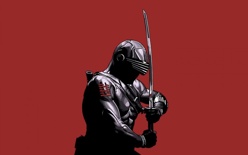 Ninja Warrior with Sword — Red, Dramatic, Comic