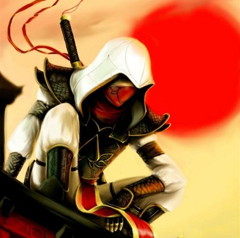 Ninja Warrior with Sword — White