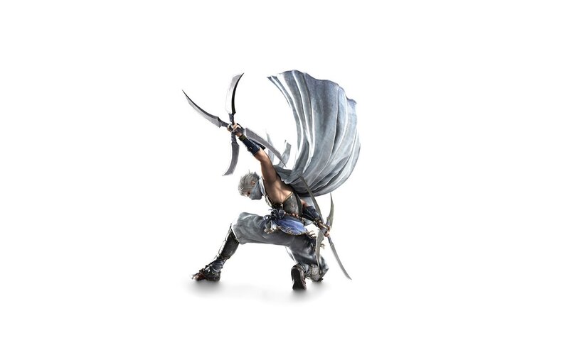 Ninja Warrior with Swords — White