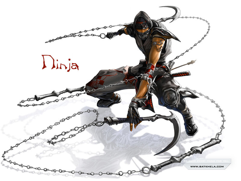 Ninja with Chain Weapons — Black, Action