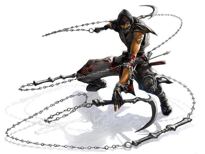 Ninja with Chain Weapons — Black, Dramatic