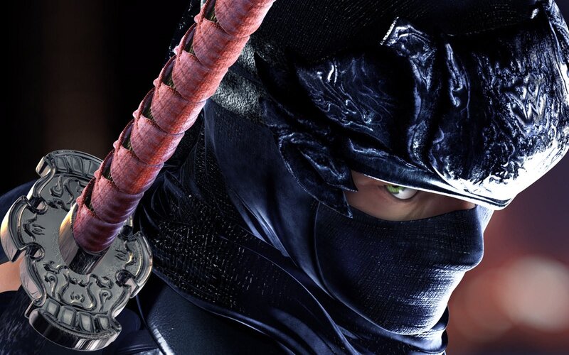 Ninja with Sword — Black, Dramatic