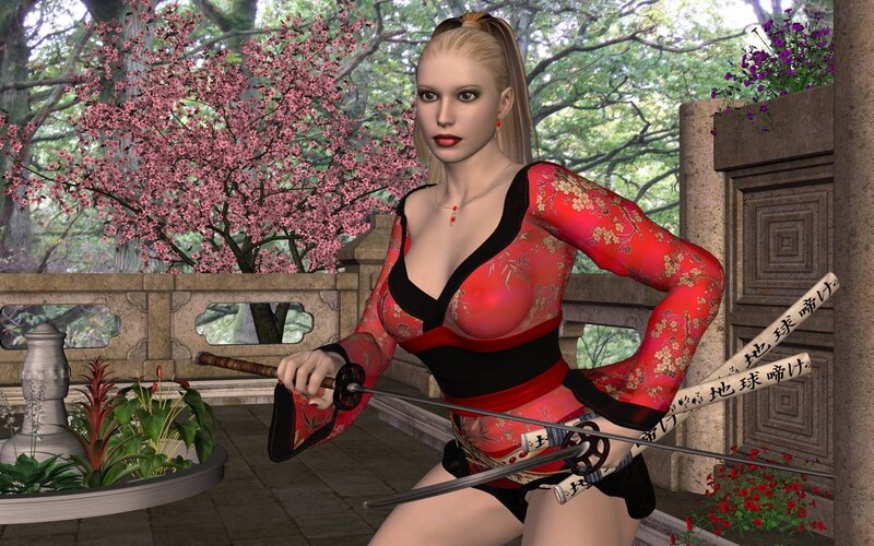 Ninja woman with swords