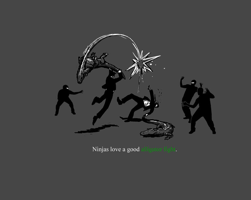 Ninjas fighting alligators