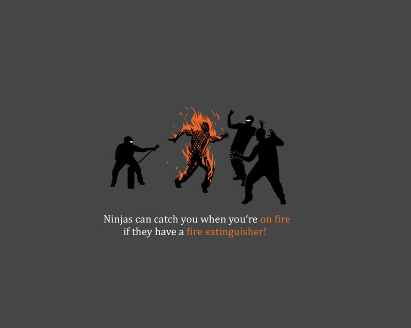 Ninjas with fire extinguisher