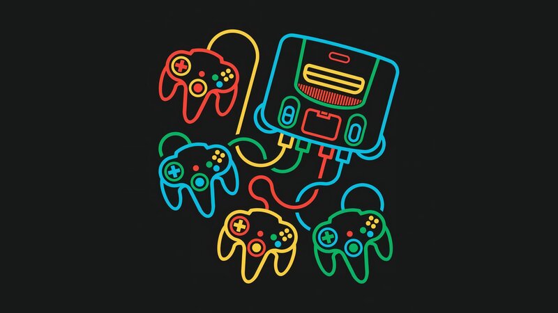 Nintendo 64 Console and Controllers — Black