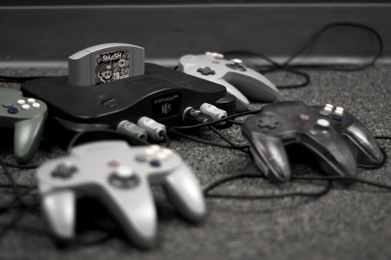 Nintendo 64 with controllers