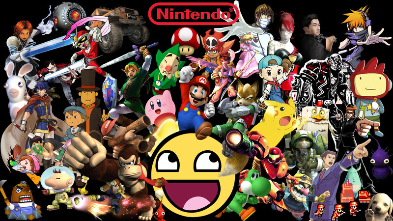 Nintendo Characters Collage — Black