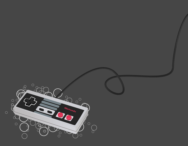 Nintendo Controller — Gray, Minimalist, Digital Art