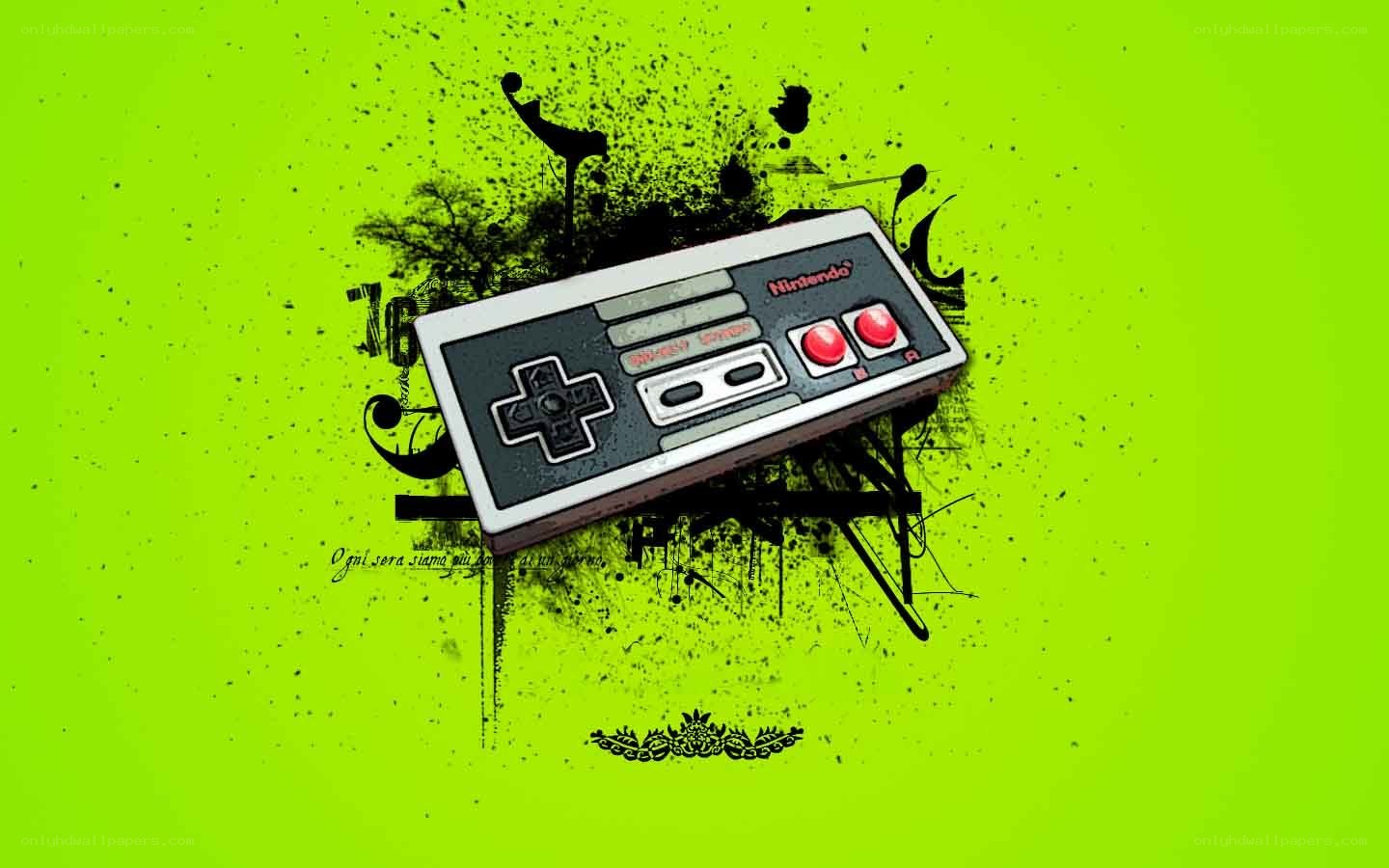 Nintendo controller on green background