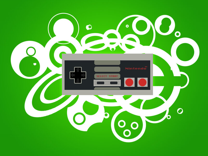 Nintendo controller on green background