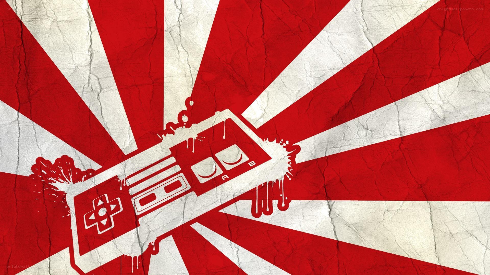 Nintendo controller on Japanese flag