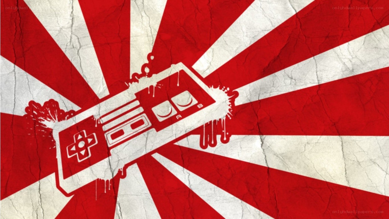 Nintendo controller on rising sun flag