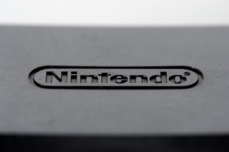 Nintendo logo on gray surface