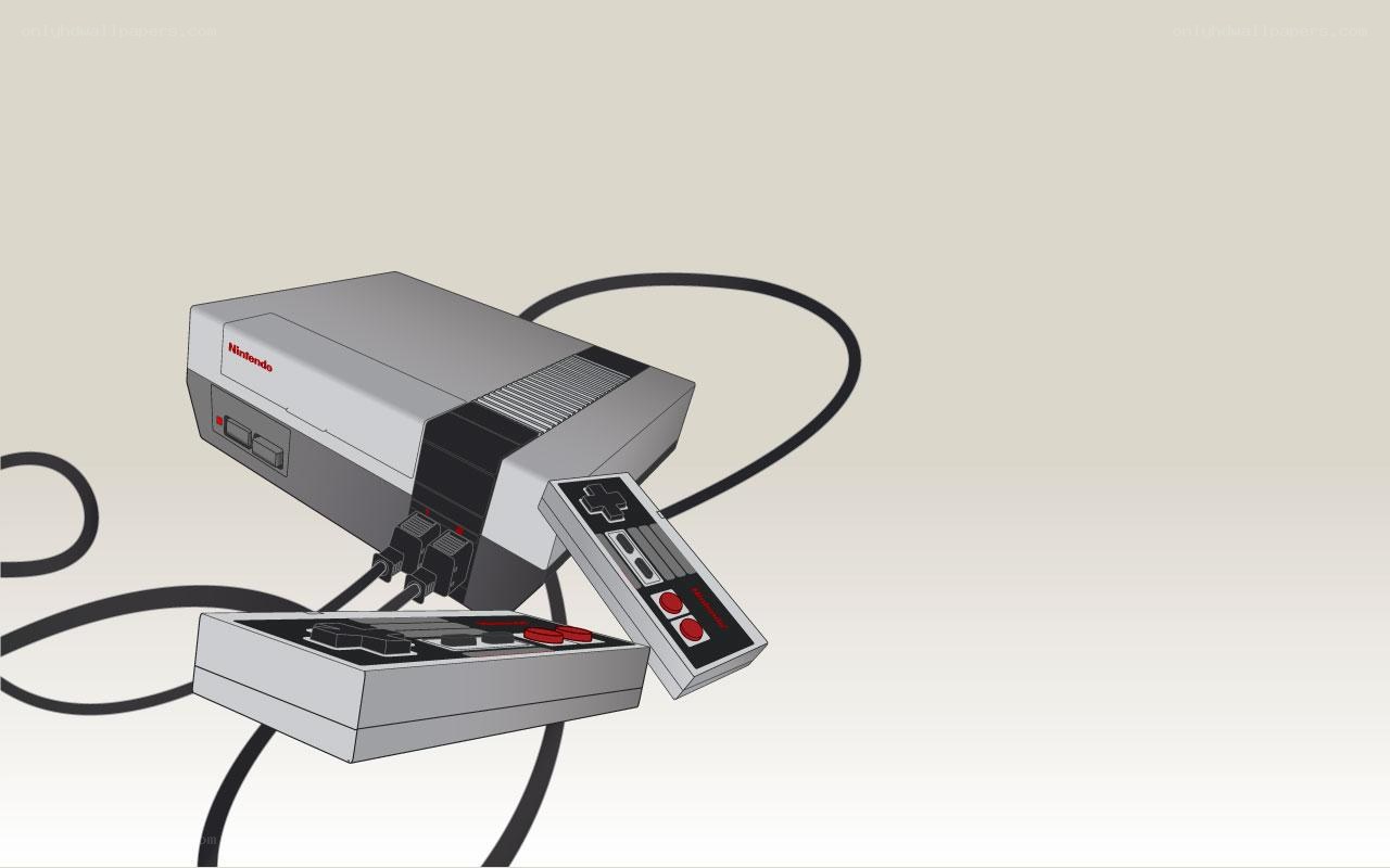 Nintendo NES console with controllers