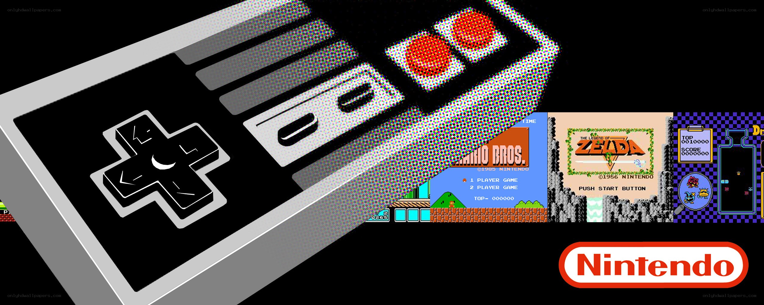 Nintendo NES controller and games