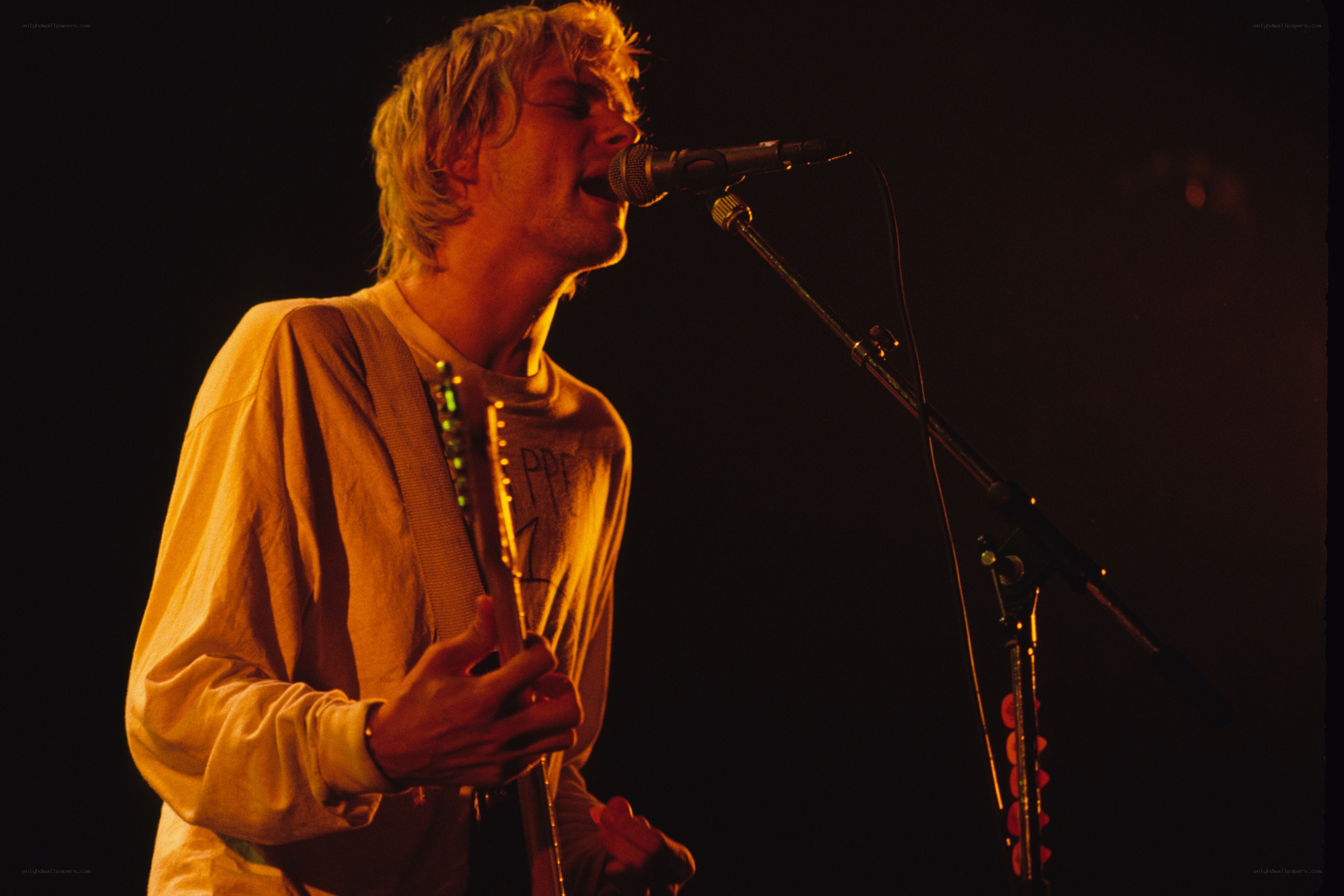 Nirvana performing live on stage