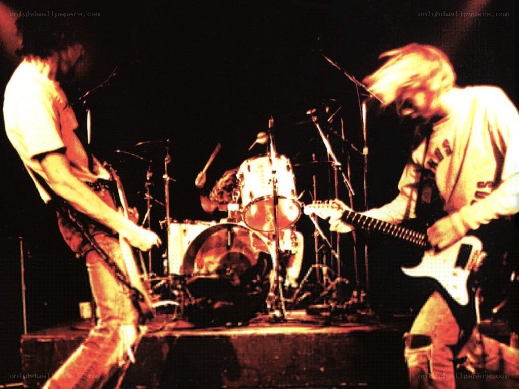 Nirvana performing live on stage