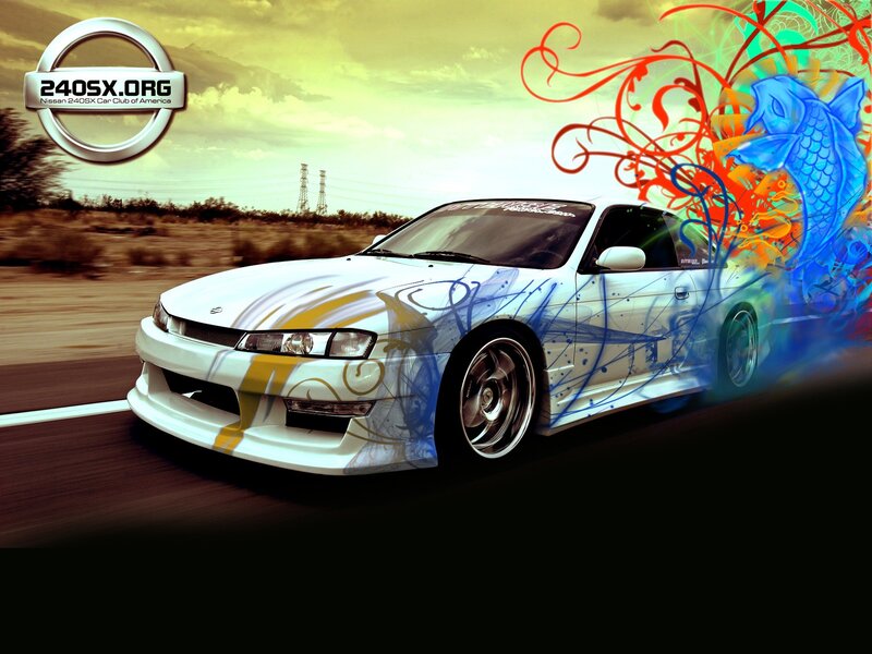 Nissan 240SX with koi art