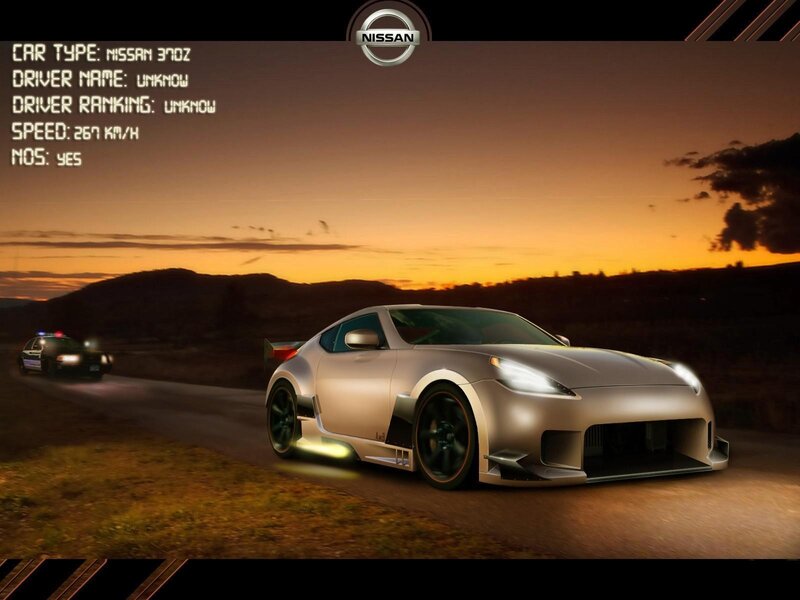 Nissan 370Z racing at sunset